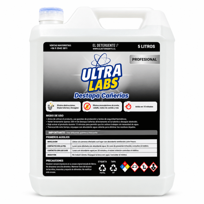 Destapa Cañerías ULTRA LABS 5 Litros | Línea Profesional - Imagen 1