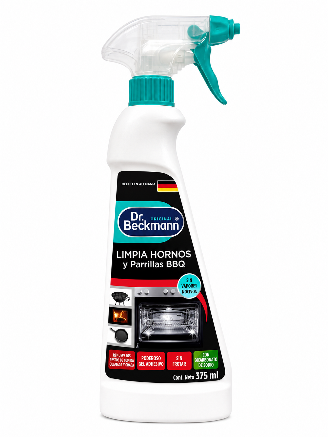 Limpia Hornos y Parrillas BBQ Dr. Beckmann 375 ml | Poderoso Gel Adhesivo sin Vapores