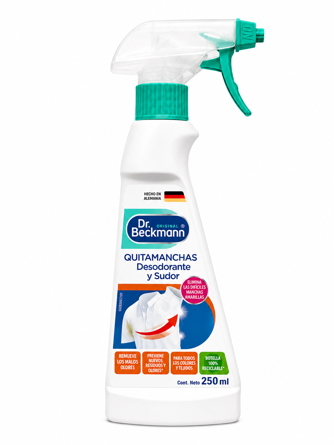 Quitamanchas Desodorante y Sudor Dr. Beckmann 250 ml | Elimina Manchas Amarillas y Olores